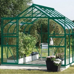 VITAVIA szklarnia ogrodowa Diana 8300, zielona - (8,3 m2; 2,57 x 3,21 m) szkło hartowane + baza