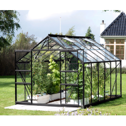 VITAVIA szklarnia ogrodowa URANUS 9900 czarna (9.9 m², 2.57 m x 3.83 m), szkło hartowane + baza
